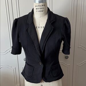 Express Women's ponte knit short sleeve jacket black Sz Med